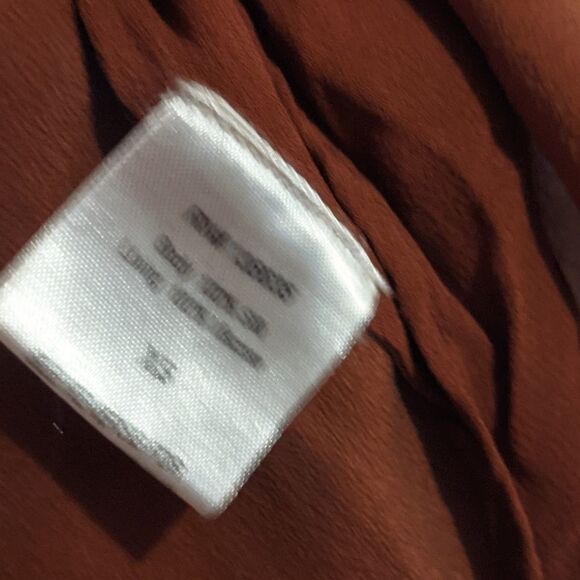 Love Sam Blixen Smocked Dress Cognac Silk Boho - Picture 11 of 12